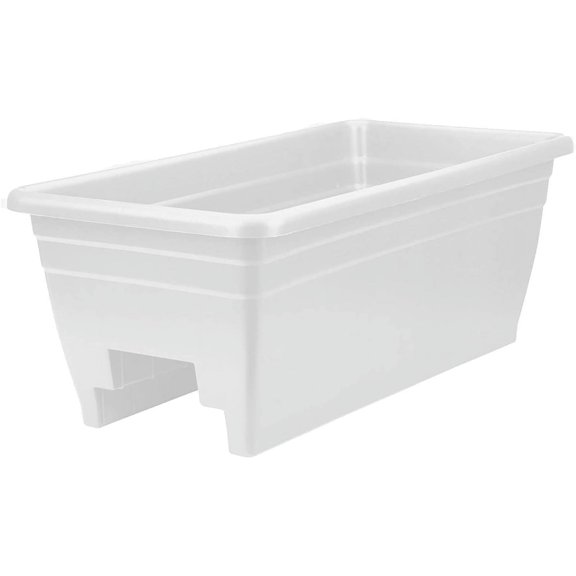 ZJTER 24 Inch Deck Rail Box Planter Lightweight Outdoor Plastic Plant Pot for Herbs and Flowers, White