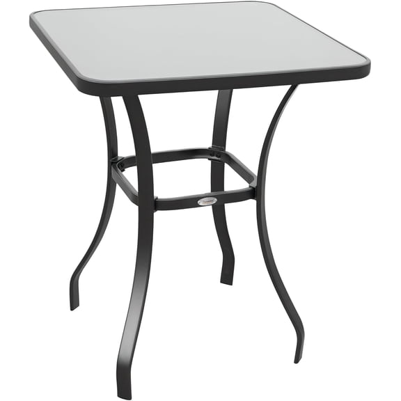 ZJTER 27" Square Bistro Table, Garden Dining Table with Tempered Glass Tabletop