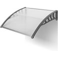 thumbnail image 1 of ZJTER 39"x38" Window Awning Canopy, Polycarbonate Front Door Patio Cover for UV, Rain, Snow & Sunlight Protection, Stylish Brown Panel with Black Bracket, 1 of 9