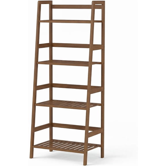 ZJTER 4-Tier Ladder Shelf, Bamboo Plant Stand Rack, Freestanding Bookshelf, Multifunctional Storage Shelves, Flower Stand Rack Holder for Garden, Balcony, Living Room, Bedroom (Brown)