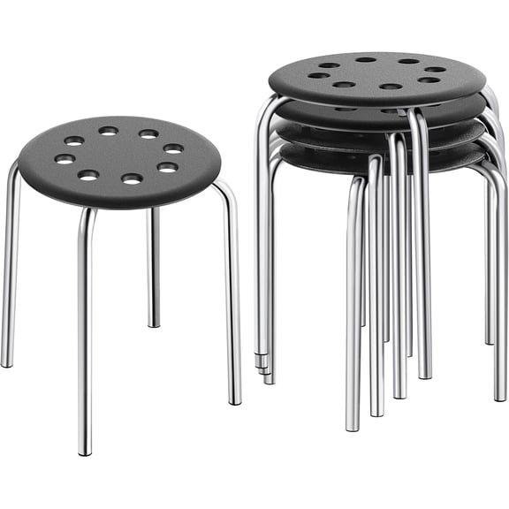 ZJTER 5-Piece Stackable Stools Portable Stacking Bar Stools Indoor Outdoor Plastic Seat with Metal Legs Nesting Chairs Flexible Seating for Home Office Waiting Room Dining Room