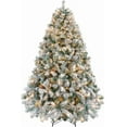 thumbnail image 1 of ZJTER 6ft Snow Flocked Pre-lit Christmas Tree with 250 Warm White Lights, 820 Lush Branch Tips & Quick-Assembly Hinged Design, Full Artificial Xmas Tree for Winter Holiday Décor, Green & White, 1 of 9