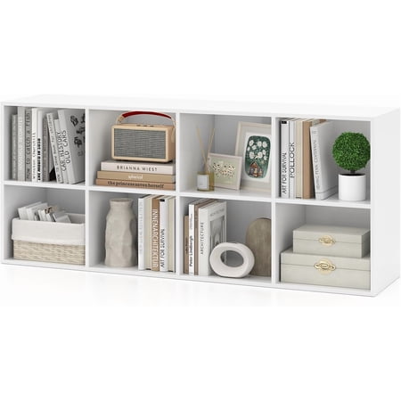 ZJTER 8-Cube Bookcase, 3-Tier Cubby Bookshelf, Horizontal Vertical Display Rack with Anti-Tipping Kits, Modern Storage Organizer Shelf Unit for Bedroom, Living Room, Study (White, 8-Cube)