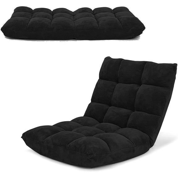 ZJTER Adjustable Gaming Chair, Video Gaming Chairs with Back Support, Alloy Steel Frame, Soft Coral Fleece, Lazy Sofa Lounge for Reading Living Room Recliner for Adults Kids, Black
