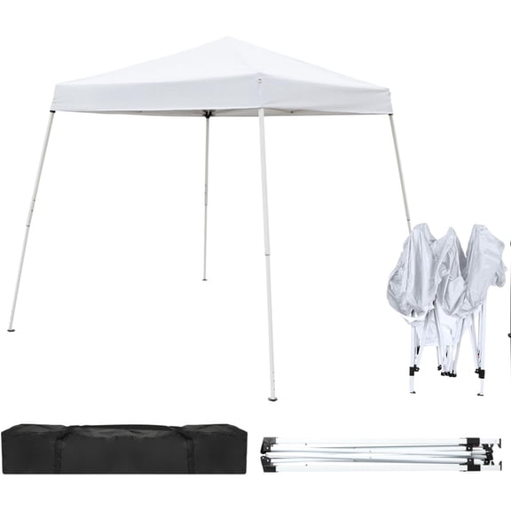 ZJTER Canopy 7.8x7.8' Pop Up Commercial Instant Gazebo Tent, Waterproof & UV Protection Canopy Tent with Slant Legs for Party Wedding Birthday BBQ Events