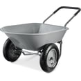thumbnail image 1 of ZJTER Dual-Wheel Home Utility Yard Wheelbarrow Garden Cart w/Built-in Stand for Lawn, Gardening, Construction - Gray, 1 of 7