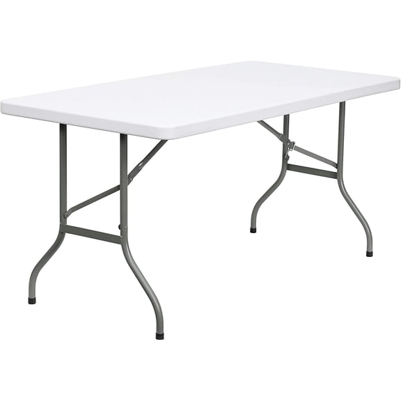 ZJTER Elon 5' Rectangular All-Occasion Plastic Folding Event Table, Foldable Portable Banquet Table for Indoor/Outdoor Events, White