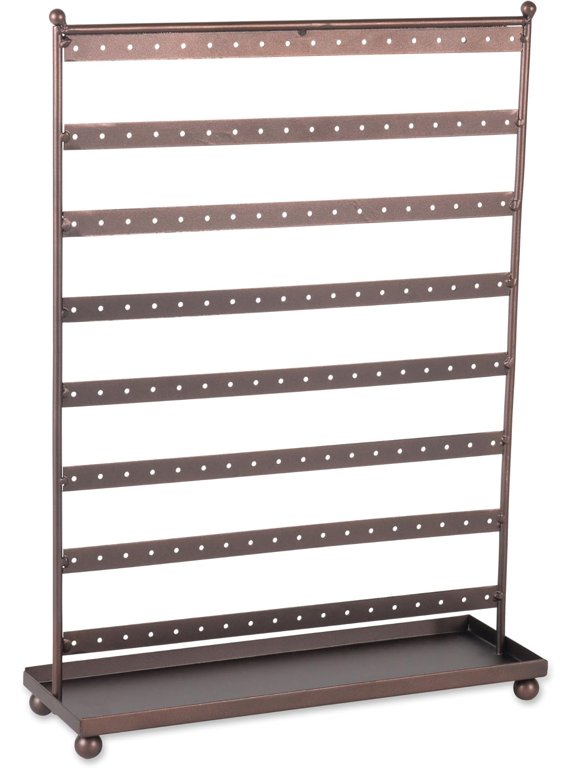 Home Traditions Z02011 Earring Organizing Wire Metal Jewelry Tower or Stand with Tray, 16.5" Tall, Bronze