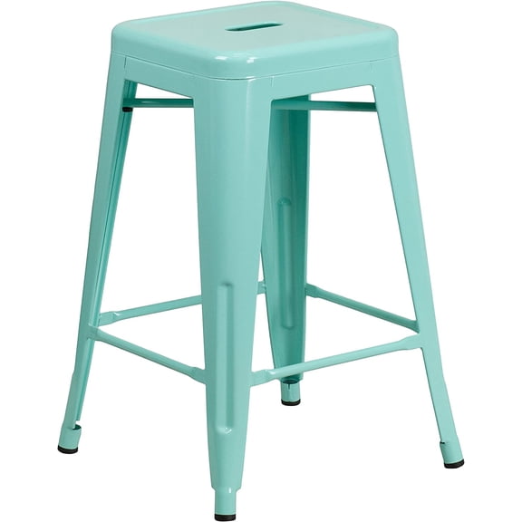 ZJTER Kai Commercial Grade 24" High Backless Mint Green Indoor-Outdoor Counter Height Stool
