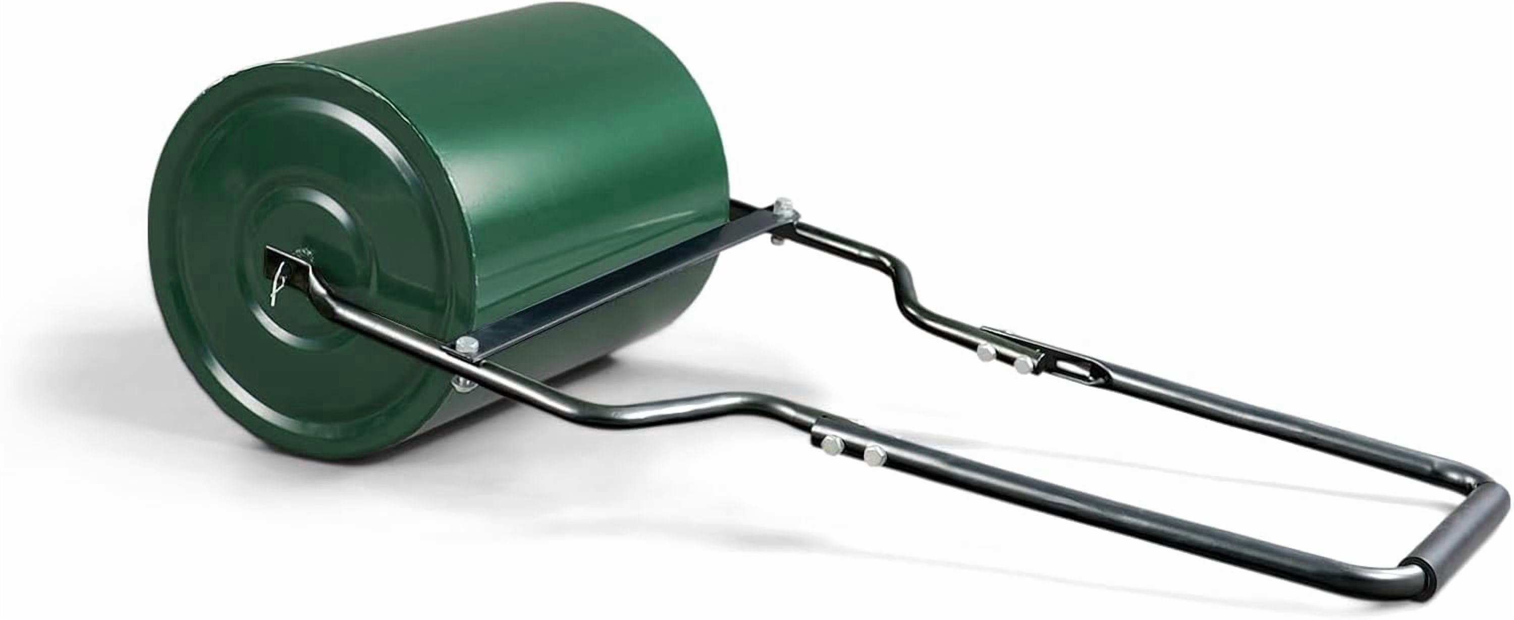 ZJTER Lawn Roller 8 Gallons Water or Sand Filled, Durable Heavy Duty Steel, with Drain Plug and U-Shaped Handle, Manual Tool for Greening up Lawns, for Yard Garden Maintenance, Green (16inch)