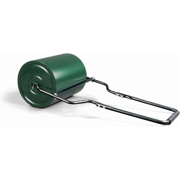 ZJTER Lawn Roller 8 Gallons Water or Sand Filled, Durable Heavy Duty Steel, with Drain Plug and U-Shaped Handle, Manual Tool for Greening up Lawns, for Yard Garden Maintenance, Green (16inch)