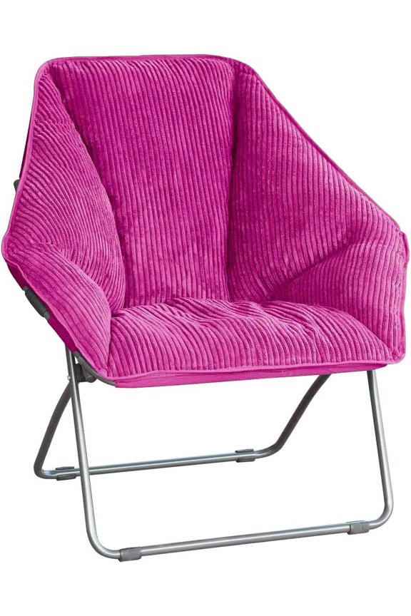 Limited Indoor Foldable Plush Seat Hexagon Folding Portable Dish Chair, for Bedrooms, Living Rooms, Dorm Rooms and Game Rooms, Plum Corduroy (Pack of 1)