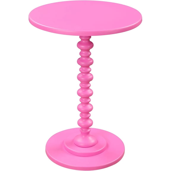 ZJTER Palm Beach Spindle Table 17.75" - Traditional Round End Table for Living Room, Turned Solid Wood Side Table, Classic Display Pedestal Table, Pink