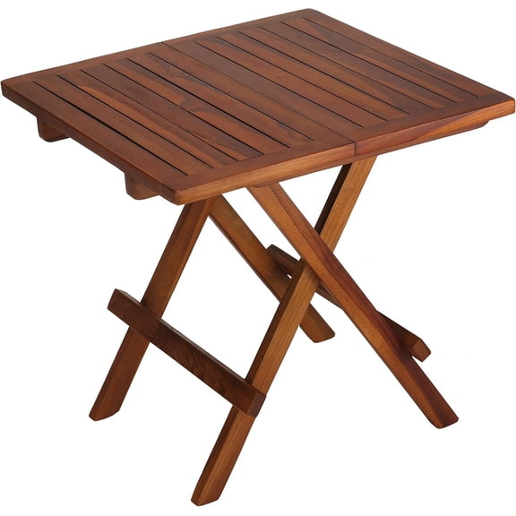 ZJTER Ravinia Folding Teak Small Table, Oiled Finish Brown