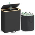 thumbnail image 1 of ZJTER Recycling Bin for Kitchen 37 Gallon. Bottle Recycling Container, Collection Bin, for Metal, Plastic, Paper, Glass, Inner Bag with Handles, Kitchen, Ink Black and Natural Beige URRB513B01, 1 of 7