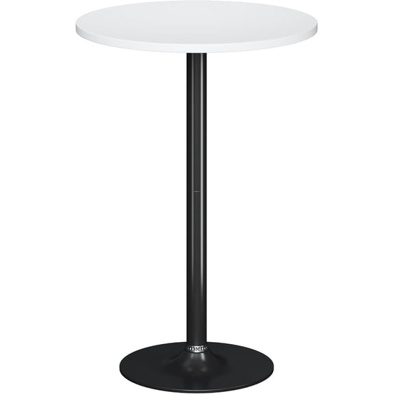 ZJTER Round Bistro Pub Table Modern Style Metal Base MDF Top Cocktail Bar Table Counter Bar Height for Pub, Dining Room, Party (1, White-Black)