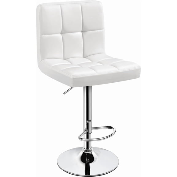ZJTER Single Bar Stool, PU Leather Adjustable Swivel Barstools, Armless Hydraulic Kitchen Counter Bar Stool, Kitchen Island Chairs, White