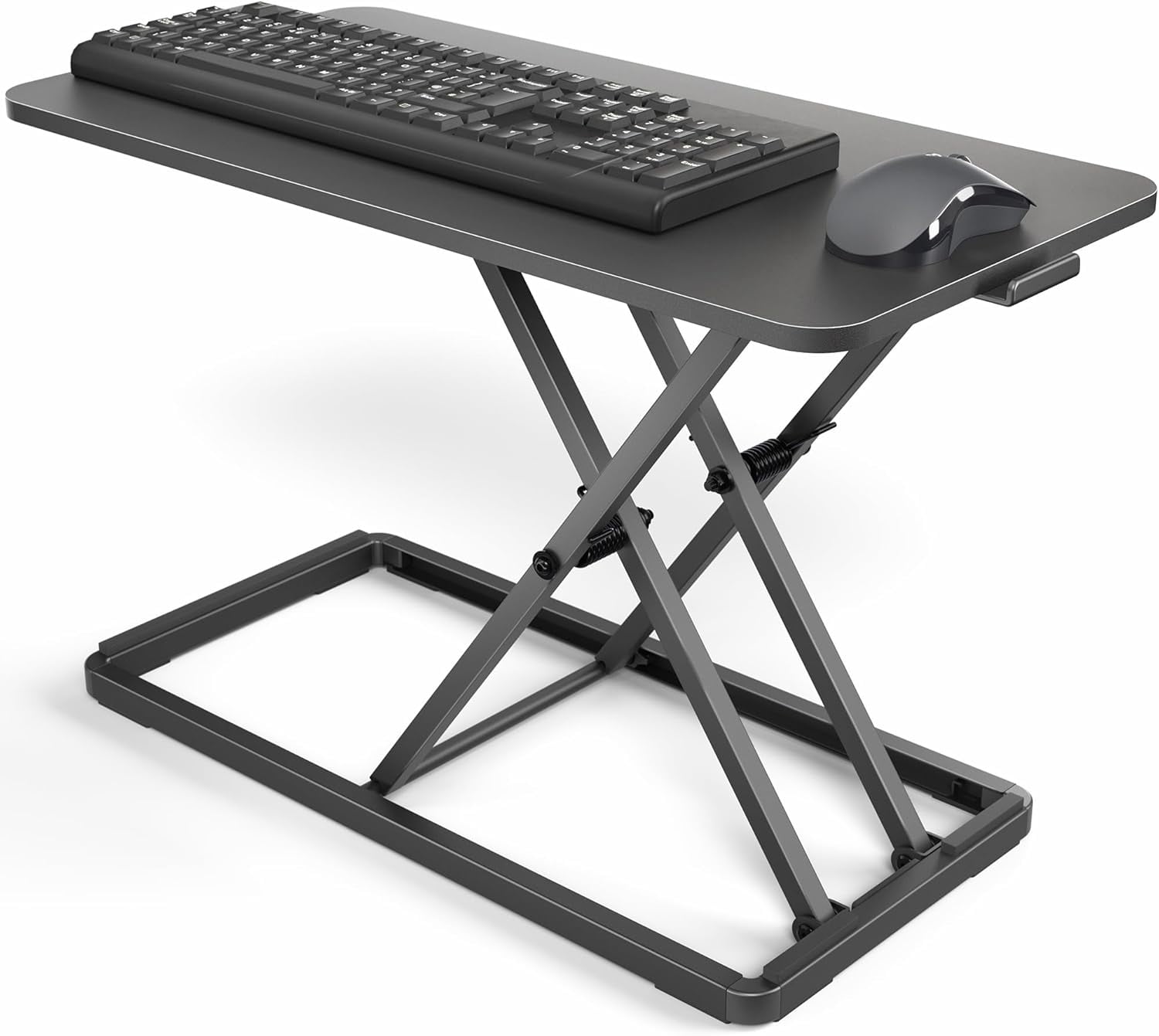 ZJTER Single Top 24 inch Scissors Lift Keyboard and Mouse Riser, Height Adjustable Laptop Desk, For Ergonomic Sit Stand Workstations, Black, DESK-V024A