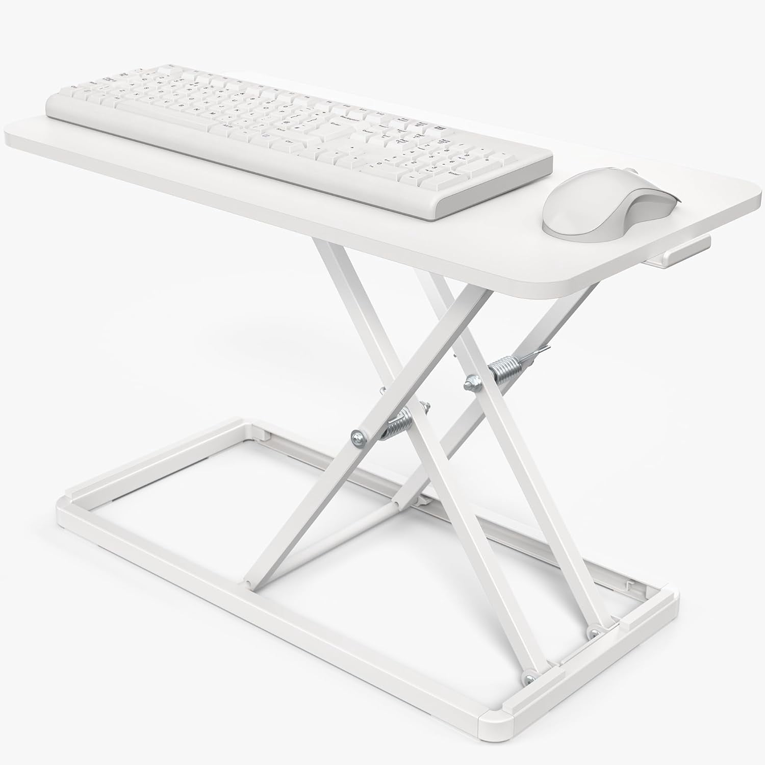 ZJTER Single Top 24 inch Scissors Lift Keyboard and Mouse Riser, Height Adjustable Laptop Desk, For Ergonomic Sit Stand Workstations, White, DESK-V024AW