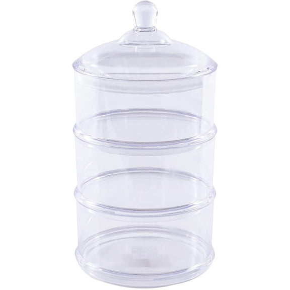 ZJTER3-Tier Stackable Plastic Candy Jar with Lid Premium Acrylic Plastic BPA-Free, Decorative Canister Organizer Apothecary 6 Diameter x 12H - Clear