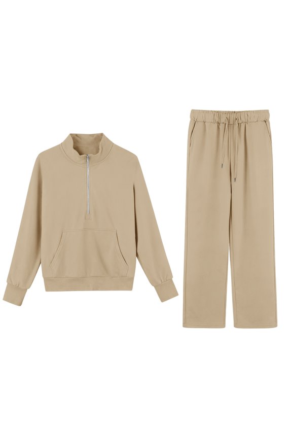 Automet Hoodie,Hoodie Set for Women,Women's Two Piece Loungewear,Plus Size Two Piece Sets for Women,Airport Outfits for Women 2025,Comfort Sets for Women,Sweat Pant Sets for Women,Khaki,3XL