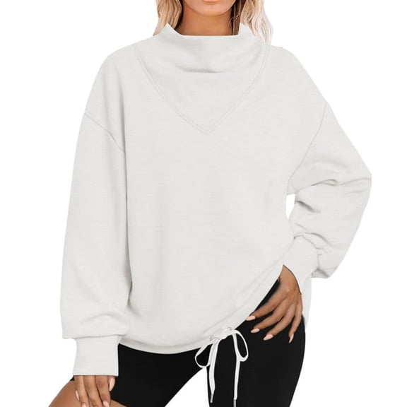 ZJXFGS Baggy Sweaters for Women,Winter Tops for Women,Cotton Mock Turtleneck for Women,Winter Clothing for Women,Thermal Tops for Women,Fashion Clothing,Women Fall Clothes,White,XL