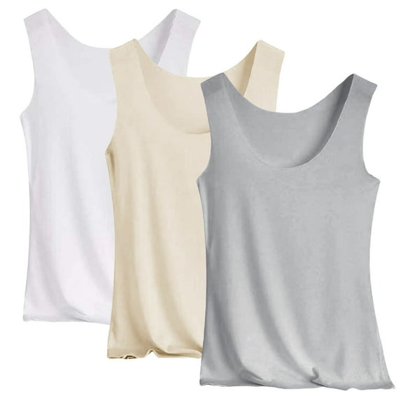 ZJXFGS Basic Tank tops For Women, White Tank top Woman, Women'S 3 Pack Square Neck Tank tops, Womens Tank tops Pack Gray L