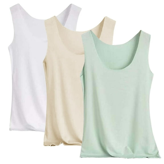 ZJXFGS Basic Tank tops For Women, White Tank top Woman, Women'S 3 Pack Square Neck Tank tops, Womens Tank tops Pack Green XL