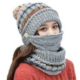 thumbnail image 1 of ZJXFGS Beanie Hats For Women,Winter Hat With Ear Flaps,Cozy Head Beanie,3 In 1 Beanie Hat With Scarf And Mask,Warm Hats For Women,Slouchy Beanie,Beanie With Ear Flaps, Gray, One Size, 1 of 4