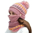 thumbnail image 1 of ZJXFGS Beanie Hats For Women,Winter Hat With Ear Flaps,Cozy Head Beanie,3 In 1 Beanie Hat With Scarf And Mask,Warm Hats For Women,Slouchy Beanie,Beanie With Ear Flaps, Pink, One Size, 1 of 4