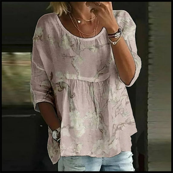 ZJXFGS Boho Tops for Teens Fall Tees for Women Dressy Tops for Women Y2K Tops Work Shirts Women V Neck Blouses for Women Pink M