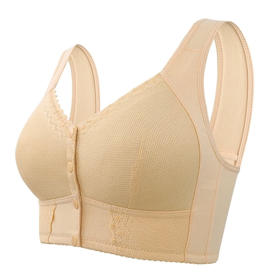 ZJXFGS Bras for Older Women,No Underwire Comfortable Bra Comfortable and Convenient Soft Cotton Bra for Mom Grandma Gift Wireless Supportive Bralettes Beige 50