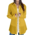 thumbnail image 1 of ZJXFGS Button Down Shirt Jackets for Women Basic Work Office Casual Tops Women Long Sleeve Plain Tops Plus Size Shirts Blouses Tops Yellow 3XL, 1 of 5