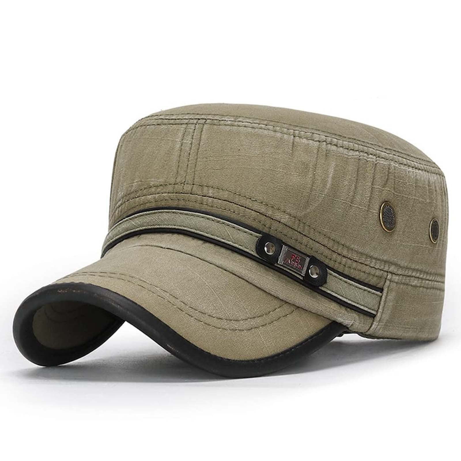 Unisex Cotton Army Cap – Adjustable Military Twill Flat Top Hat For Men & Women, Quick Dry Baseball Cap