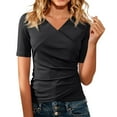 thumbnail image 1 of ZJXFGS Classy Tops For Women Ruched Tops For Women Womens Tops Casual Fashion Clothing Deep V Neck Tops For Women Tops For Women Women Ruched T Shirts Wrap Shirts For Women Ruched Tops Black M, 1 of 7