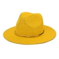 thumbnail image 1 of ZJXFGS Clearance Derby Hats for Women 2025 Straw Hats for Womenwomens Mens Wide Brim Straw Panama Hat Fedora Summer Beach Sun Hat for Women Gardening Hat for Women Yellow One Size, 1 of 2