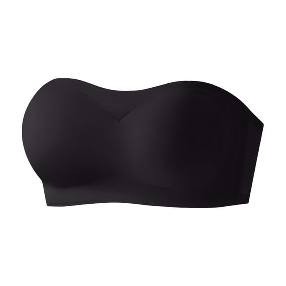 ZJXFGS Half Bras for Women Strapless Minimizer Bras Women's Strapless Push up Bras Without Shoulders And No Ring Wrapping Bandeau Bras for Women Plus Size Black L