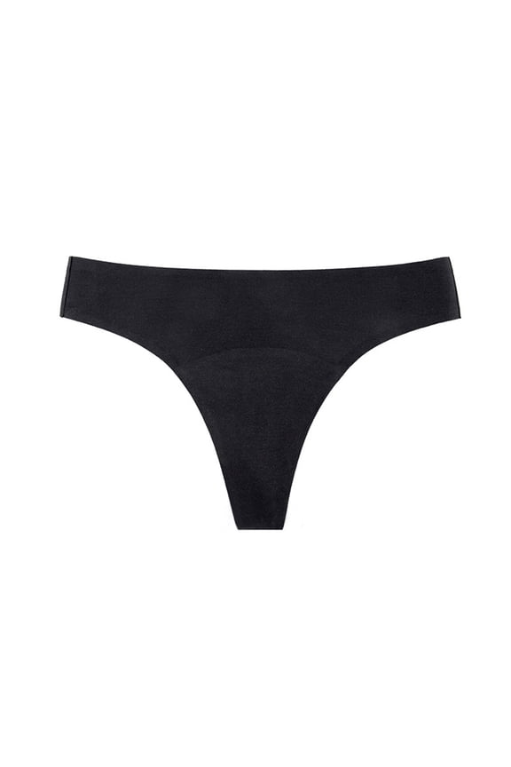 Clearance High Cut Invisible Hipster Silky Cheeky Ladies Bikini No Show Thong Underwear Seamless G-string Thongs for Women Stretch Breathable Low Rise Panties Black M