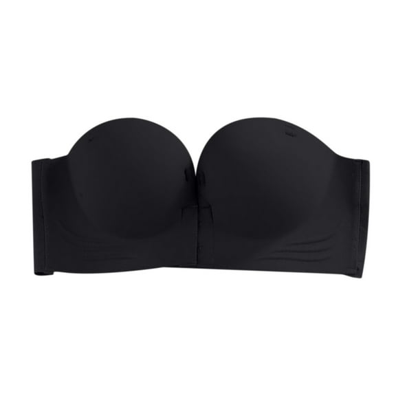 ZJXFGS Strapless Bra Bandeau topWomens Non Slip Adjustment Rimless Bra Strapless Bras For Women Push Up Black L