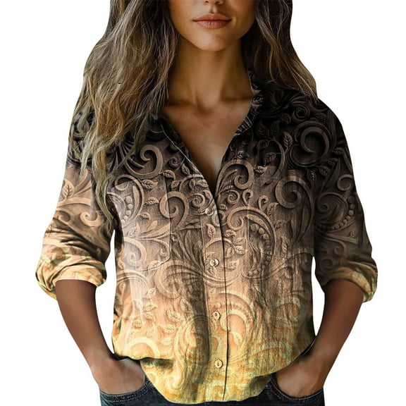 ZJXFGS Comfort Color Sweatshirts Western Shirts For Women Women'S Solid Half Button Lapel Short Sleeve Blouse Fall Tops For Women 2025 Western Outfit For Women Blouses & Button-Down Shirts Yellow 2XL