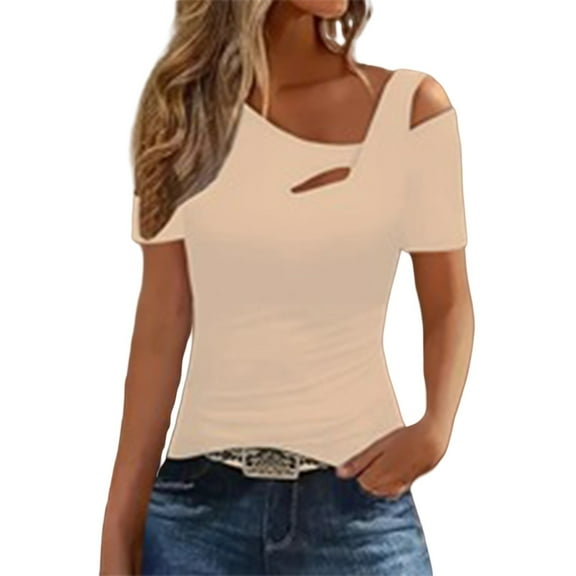 ZJXFGS Concert Tops for Women Asymmetrical Tops for Women Tops for Women Going Out Women'S Date Night Tops Beige L