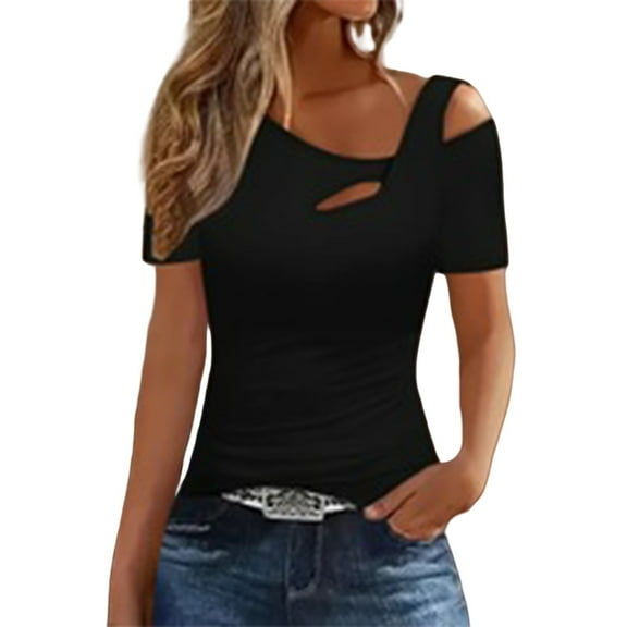 ZJXFGS Concert Tops for Women Asymmetrical Tops for Women Tops for Women Going Out Women'S Date Night Tops Black S