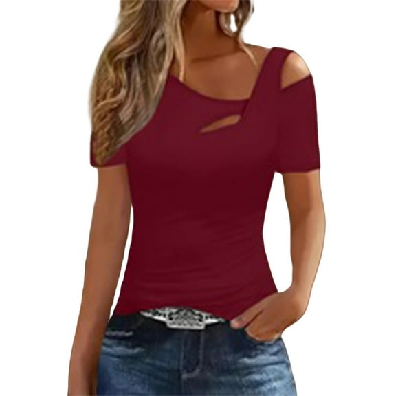 ZJXFGS Concert Tops for Women Asymmetrical Tops for Women Tops for Women Going Out Women'S Date Night Tops Red XL
