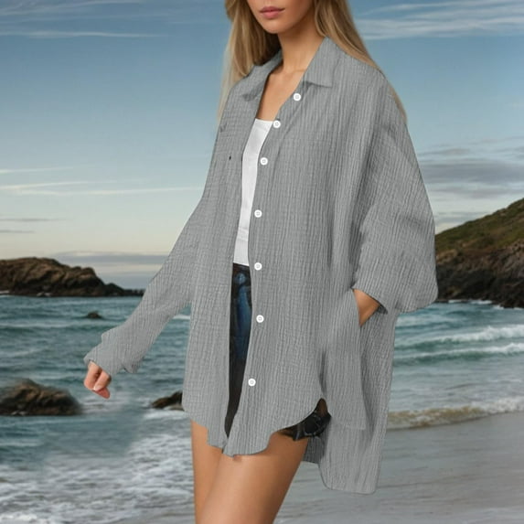 ZJXFGS Concert Tops for Women Y2K Tops Loose Tops for Women Concert Tops Peplum Tops for Women Womens Casual Shirts Cute Tops for Teens Gray S