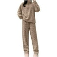 thumbnail image 1 of ZJXFGS Cozy Pajamas for Women Soft Fleece Pajamas Women Womens Fuzzy Pajama Sets Warm Sets Loose Comfy Ladies Plush Sleepwear Winter Pajamas for Women Khaki One Size, 1 of 6