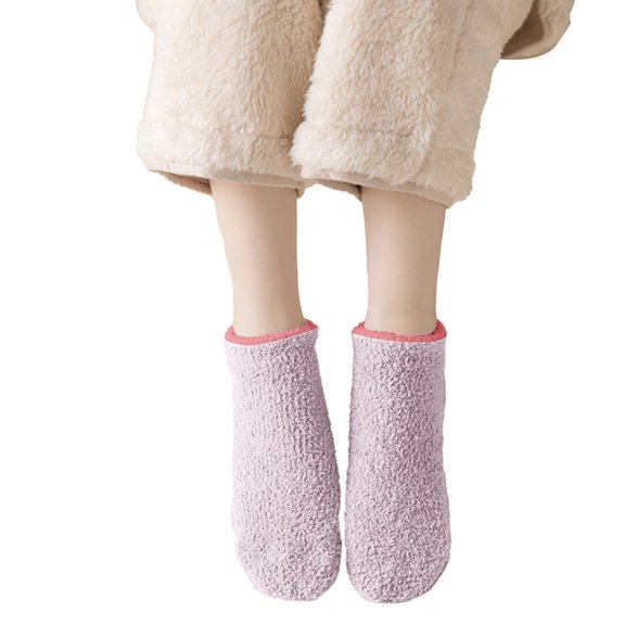 ZJXFGS Cozy Winter Socks For Women,Cozy Gifts,Christmas Fuzzy Socks For Women,Sleep Socks For Women,Boot Socks,Thermal Socks For Men,Gifts For Men, Light Violet, One Size