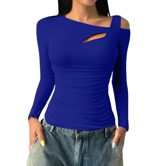 ZJXFGS Dressy Tops for Women Womens Long Sleeve T Shirts Womens Going Out Tops Women Blouses Dressy Casual Fitted Blouses for Women Womens Blouses Women'S Blouses Dressy Casual Blue 3XL