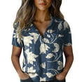 thumbnail image 1 of ZJXFGS Early Fall Fashion Western Shirts For Women T Shirts For Women Womens Fall Clothes Western Outfit For Women Office Clothes For Women Button Down Shirts For Women Blue 4XL, 1 of 4