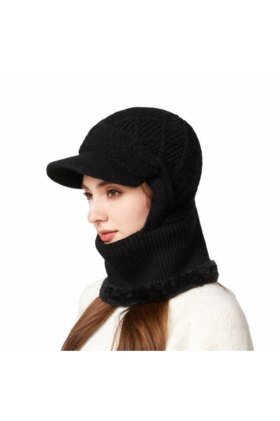 Face Mask For Cold Weather Shawl Wraps For Women Winter Ear Muffs Winter Scarf And Hat Neck Warmer Ear Warmers For Women Winter Headband Black One Size