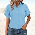 thumbnail image 1 of ZJXFGS Fall Tops for Women 2025 Tops for Women Linen Button Down Blouses Women'S Blouses Dressy Casual Y2K Tops Sky Blue M, 1 of 9
